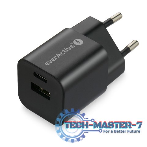 Ładowarka USB/USB-C QC3.0 30W technologia GaN Czarna Ładowarka USB/USB-C QC3.0 30W technologia GaN Czarna