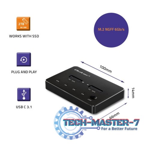 Stacja dokujca dysków 2x SSD M.2 SATA | NGFF | USB typ C Stacja dokujca dysków 2x SSD M.2 SATA | NGFF | USB typ C