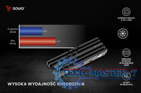 Chłodzenie do dysków M.2 NVMe 2280, AK-60 Chłodzenie do dysków M.2 NVMe 2280, AK-60