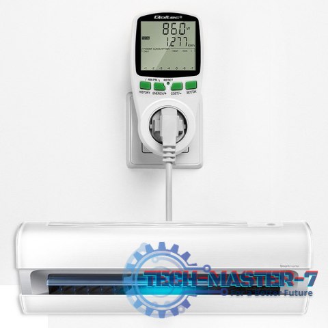 Watomierz Licznik zużycia energii PM0627 z historią pomiaru | 3680W | 16A | LCD Watomierz Licznik zużycia energii PM0627 z historią pomiaru | 3680W | 16A | LCD