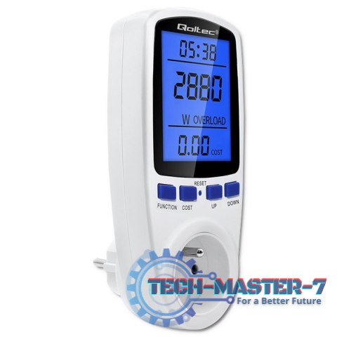 Watomierz licznik zużycia energii PM0626 | 3680W | 16A | LCD Watomierz licznik zużycia energii PM0626 | 3680W | 16A | LCD