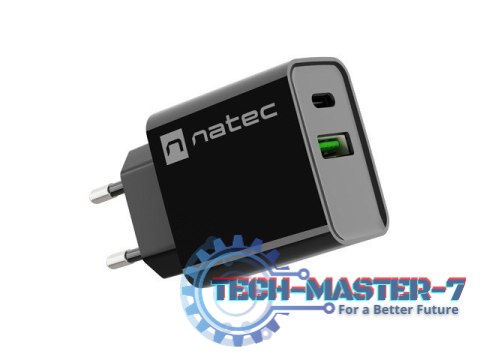 Ładowarka sieciowa Ribera 1x USB-A + 1x USB-C 20W Czarna Ładowarka sieciowa Ribera 1x USB-A + 1x USB-C 20W Czarna