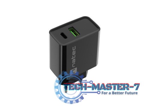 Ładowarka sieciowa Ribera 1x USB-A + 1x USB-C 20W Czarna Ładowarka sieciowa Ribera 1x USB-A + 1x USB-C 20W Czarna