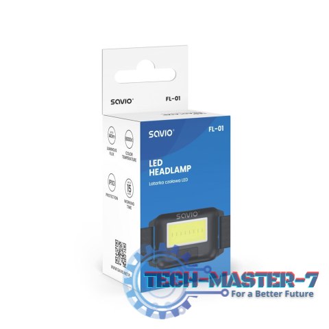 Latarka czołowa LED, COB, 140 lm, zasięg 10m, 4 tryby, FL-01 Latarka czołowa LED, COB, 140 lm, zasięg 10m, 4 tryby, FL-01