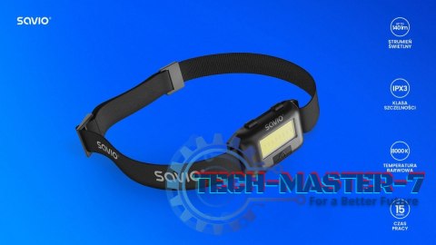 Latarka czołowa LED, COB, 140 lm, zasięg 10m, 4 tryby, FL-01 Latarka czołowa LED, COB, 140 lm, zasięg 10m, 4 tryby, FL-01