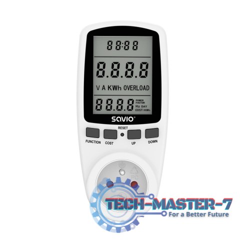 Watomierz, kalkulator energii z wyświetlaczem LCD, 16A, 3680W, AE-01 Watomierz, kalkulator energii z wyświetlaczem LCD, 16A, 3680W, AE-01