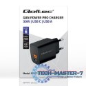 Ładowarka GaN Power Pro | 1xUSB-C | 1xUSB | 30W | 5-20V | 1.5-3A | Czarna Ładowarka GaN Power Pro | 1xUSB-C | 1xUSB | 30W | 5-20V | 1.5-3A | Czarna