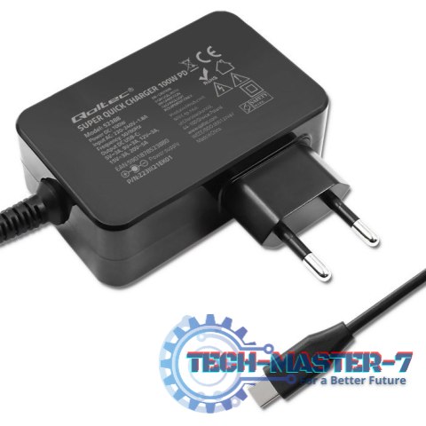 Ładowarka GaN Power Pro | 1xUSB-C | 100W | 5-20V | 3-5A | Czarna Ładowarka GaN Power Pro | 1xUSB-C | 100W | 5-20V | 3-5A | Czarna