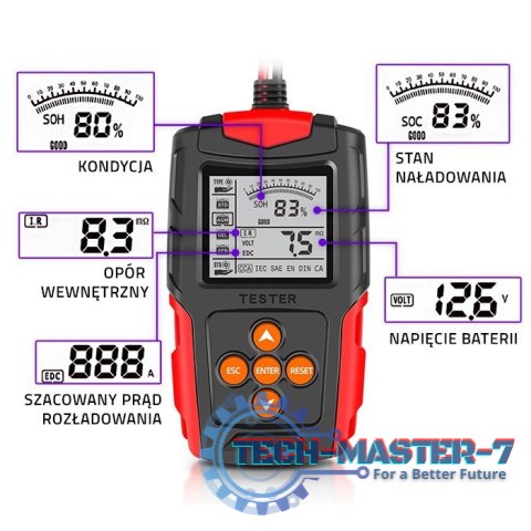 Cyfrowy tester akumulatora z wyświetlaczem LCD | 12V | 24V | 3Ah-200Ah Cyfrowy tester akumulatora z wyświetlaczem LCD | 12V | 24V | 3Ah-200Ah