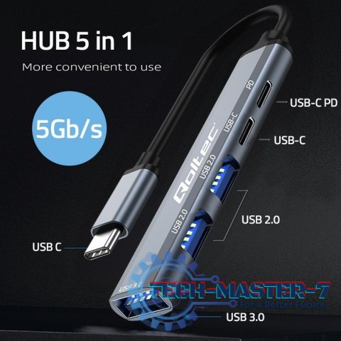 HUB adapter USB-C 3.1 5w1 | USB-C PD | USB-C | 2x USB 2.0 | USB 3.0 HUB adapter USB-C 3.1 5w1 | USB-C PD | USB-C | 2x USB 2.0 | USB 3.0