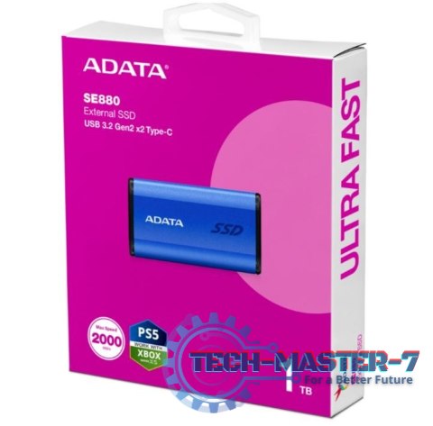 Dysk zewnętrzny SSD SE880 1TB USB3.2A/C Gen2x2 Niebieski Dysk zewnętrzny SSD SE880 1TB USB3.2A/C Gen2x2 Niebieski