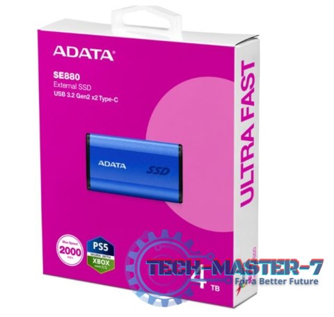 Dysk zewnętrzny SSD SE880 4TB USB3.2A/C Gen2x2 Niebieski Dysk zewnętrzny SSD SE880 4TB USB3.2A/C Gen2x2 Niebieski
